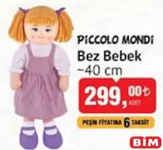 PİCCOLO MONDİ OYUNCAK BEZ BEBEK 40 CM PİCCOLO MONDİ OYUNCAK BEZ BEBEK 40 CM